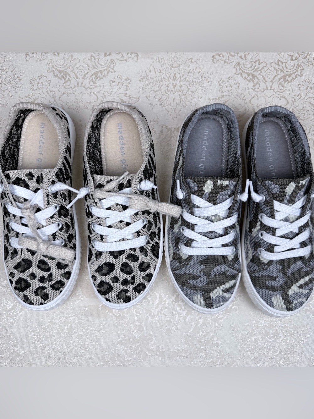 Madden Girl Low-Top Casual Sneakers in Camo and Animal Print (2 Pairs) - Picture 2 of 5